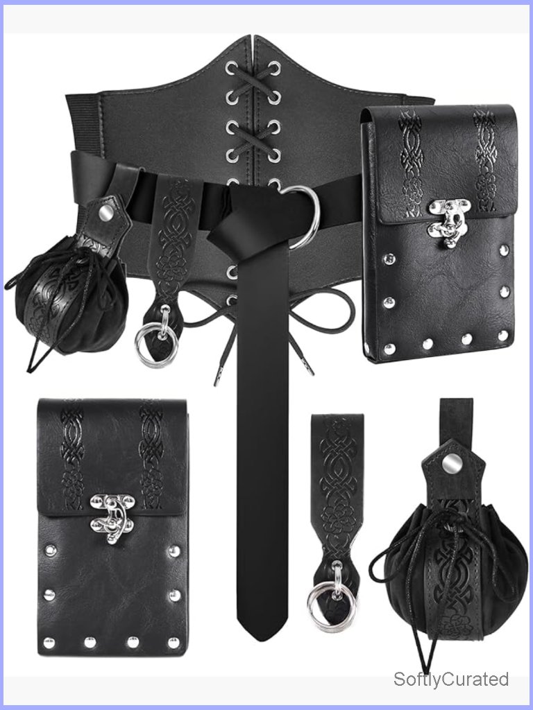 5-Piece Renaissance Corset Belt Set With Pouch